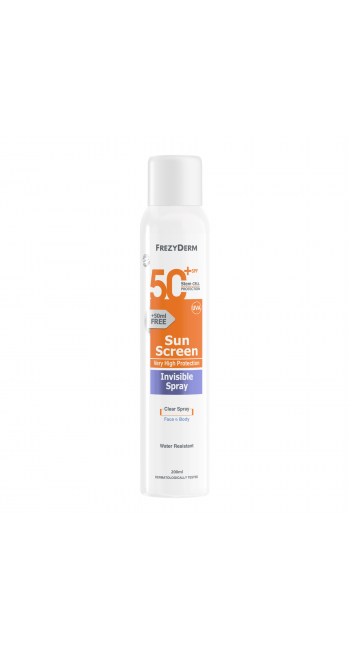 Frezyderm Sun Screen Invisible SPF50+ Αντηλιακό Διάφανο Spray Προσώπου & Σώματος, 200ml