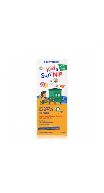 Frezyderm Kids Sun and Nip SPF50+, Παιδικό Αντηλιακό με Εντομοαπώθηση 3+ ετών, 175ml 