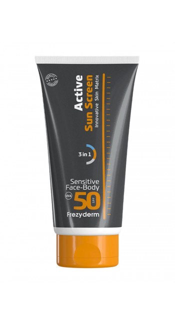 Frezyderm Active Sun Screen Sensitive Face & Body SPF 50+ Aντηλιακή Kρέμα Ευαίσθητου Προσώπου & Σώματος SPF 50+, 150ml