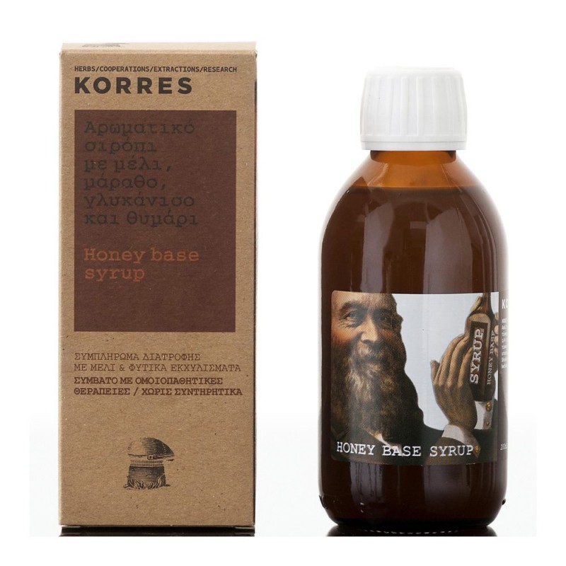 Korres Honey Base Syrup Αρωματικό Σιρόπι Συμπλήρωμα Διατροφής με Μέλι, Μάραθο, Γλυκάνισο, 200ml