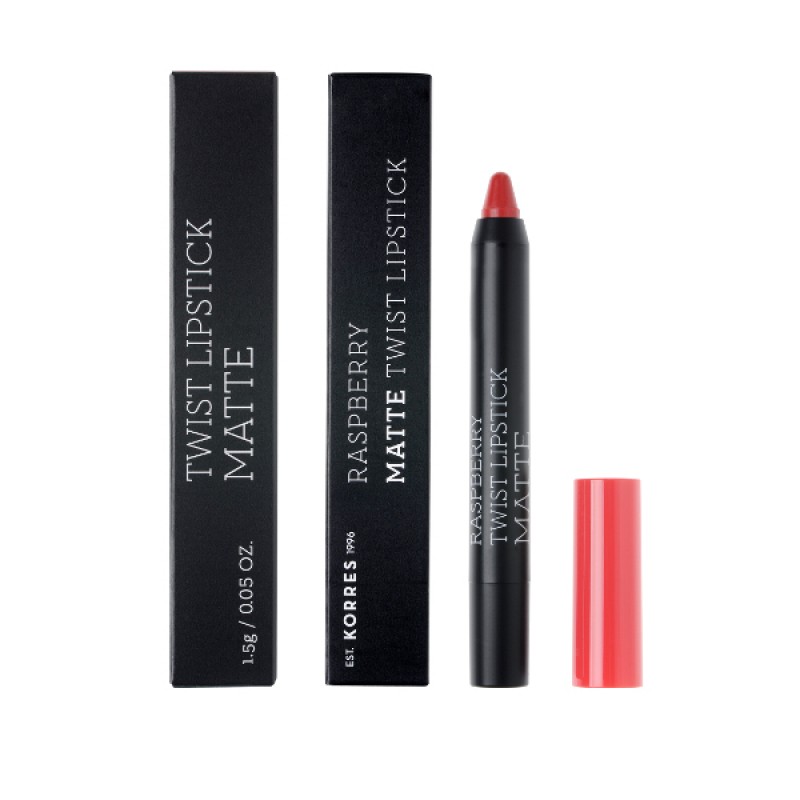 Korres Raspberry Matte Twist Lipstick Imposing Red, 1.5gr 