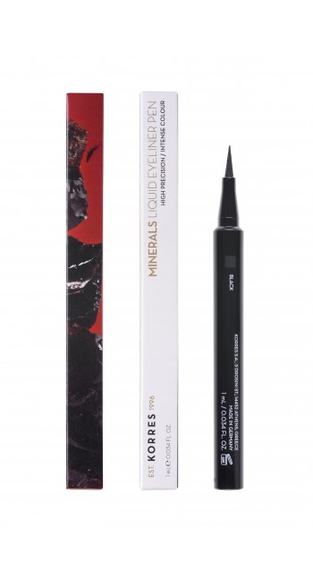 Korres Minerals Αδιάβροχο Eyeliner σε μορφή μαρκαδόρου 01 Black, 1τμχ