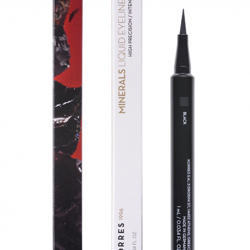 Korres Minerals Αδιάβροχο Eyeliner σε μορφή μαρκαδόρου 01 Black, 1τμχ