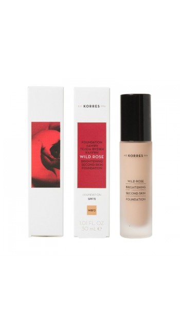 Korres Wild Rose Brightening Foundation SPF15 Άγριο Τριαντάφυλλο WRF1 για Λάμψη & Φυσική Κάλυψη, 30ml