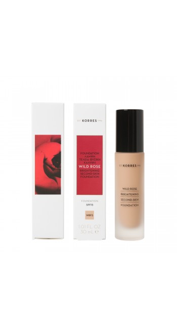 Korres Wild Rose Brightening Foundation SPF15 Άγριο Τριαντάφυλλο WRF2 για Λάμψη & Φυσική Κάλυψη, 30ml