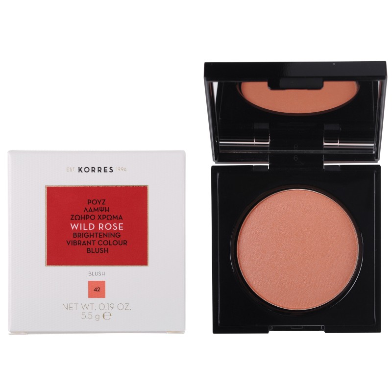 Korres Άγριο Τριαντάφυλλο Ρουζ Brightening Vibrant Colour Blush 42 Luminous Apricot, 5.5gr 