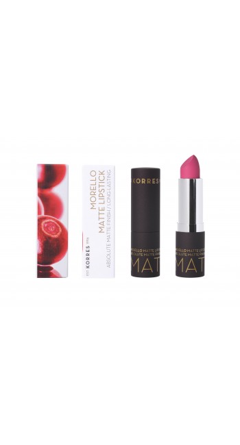 Korres Morello Matte Lipstick 75 Strawberry Fields Ματ Κραγιόν με Αναλλοίωτη Διάρκεια, 3,5ml