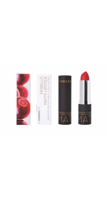 Korres Morello Matte Lipstick 53 Sweet Chili Ματ Κραγιόν με Αναλλοίωτη Διάρκεια, 3,5ml