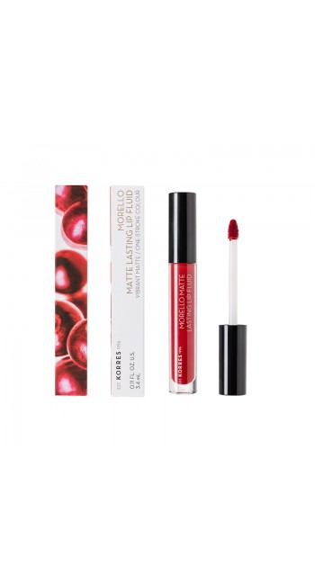 Korres Morello Matte Lasting Lip Fluid 59 Brick Red Υγρό Κραγιόν Μεγάλης Διάρκειας με Ματ Αποτέλεσμα, 3,4ml