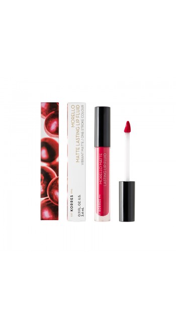 Korres Morello Matte Lasting Lip Fluid 27 Cranberry Sorbet Υγρό Κραγιόν Μεγάλης Διάρκειας με Ματ Αποτέλεσμα, 3,4ml