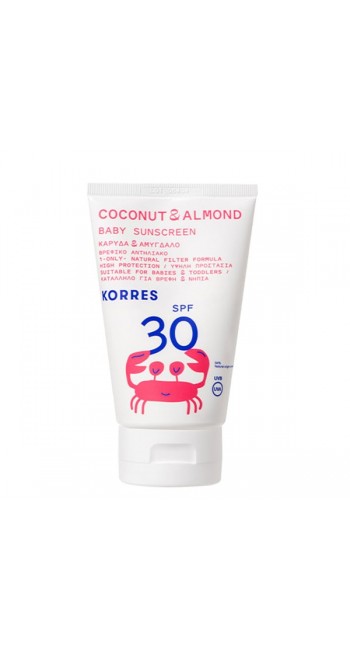 Korres Coconut & Almond Baby Sunscreen SPF30 Βρεφικό Αντηλιακό Καρύδα & Αμύγδαλο με Υψηλή Προστασία για Πρόσωπο & Σώμα, 100ml