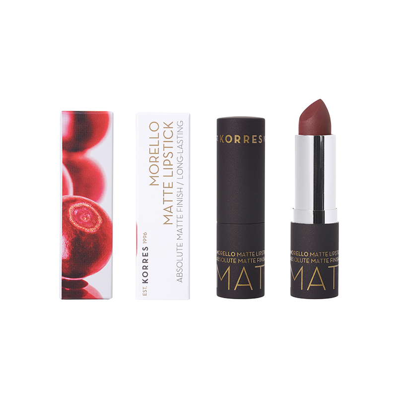 Korres Morello Matte Lipstick 55 Burgundy Leather Μatte, 3.5gr 