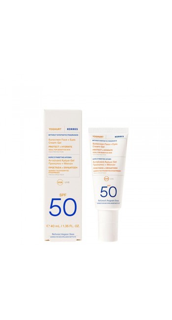 Korres Yoghurt Sunscreen Face & Eyes Cream Gel Αντηλιακή Κρέμα-Gel Προσώπου & Ματιών Χωρίς Συνθετικό Άρωμα SPF50, 40ml