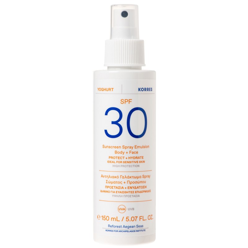 Korres Yoghurt Sunscreen Spray Emulsion Face & Body Spf30 για Ευαίσθητες Επιδερμίδες 150ml