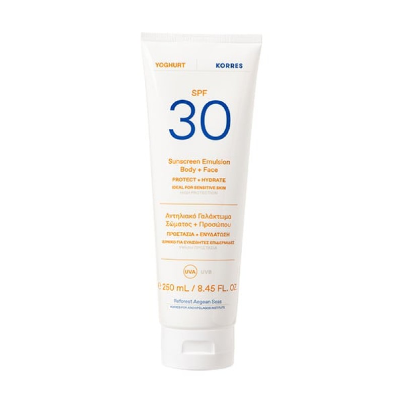 Korres Yoghurt Sunscreen Body & Face Αντηλιακό Γαλάκτωμα Σώματος & Προσώπου SPF30, 250ml