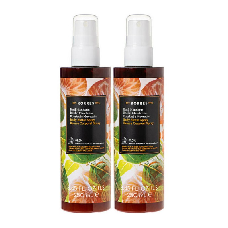 Korres Set 1+1 Βασιλικός Μανταρίνι Body Butter Spray, 2x250ml 