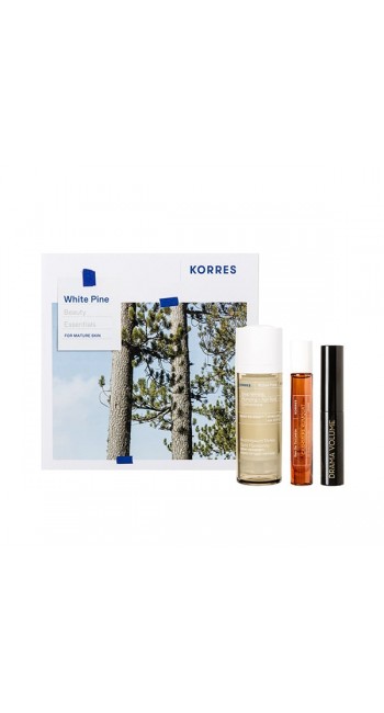 Korres White Pine Beauty Essentials Promo Pack White Pine Ορός Προσώπου για Ώριμες Επιδερμίδες, 30ml, Volcanic Minerals Μάσκαρα, 4ml & Cashmere Kumquat Άρωμα EDT, 10ml, 1σετ