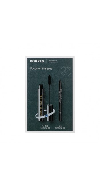 Korres Set Focus on the Eyes Volcanic Minerals Μάσκαρα για Μέγιστο Όγκο, 11ml & Volcanic Minerals Αδιάβροχο Eyeliner, 1.2gr & Δώρο Βραχιόλι Καλής Τύχης, 1τμχ 