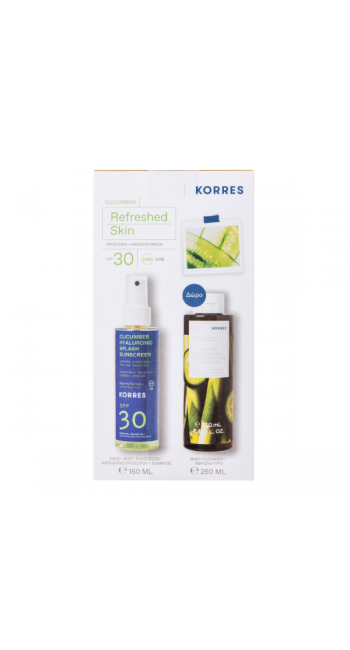 Korres Promo Cucumber & Hyaluronic Splash Sunscreen Αντηλιακό για Πρόσωπο & Σώμα SPF30, 150ml & Αφρόλουτρο Αγγούρι Bamboo, 250ml, 1σετ