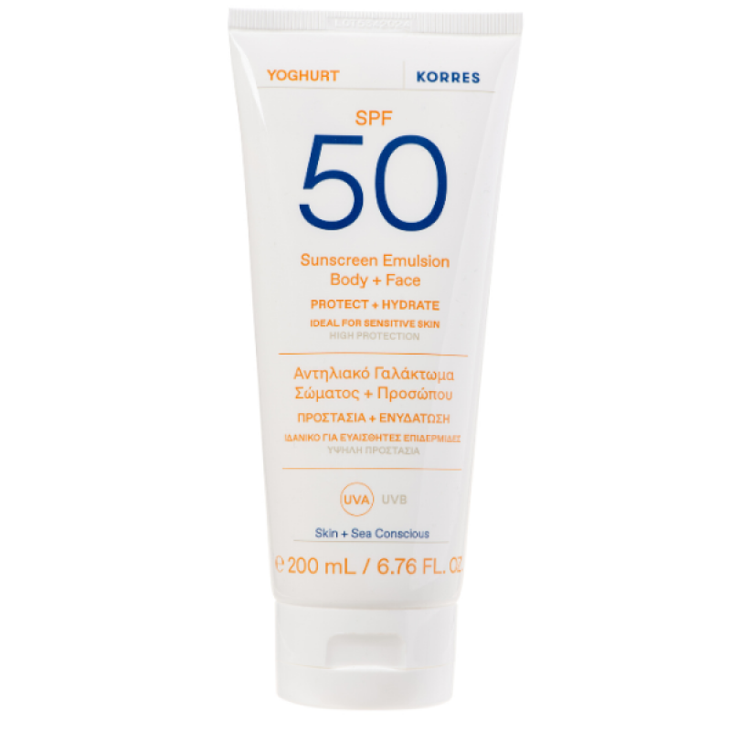 Korres Yoghurt Αντηλιακό Γαλάκτωμα Σώματος & Προσώπου SPF50, 200ml