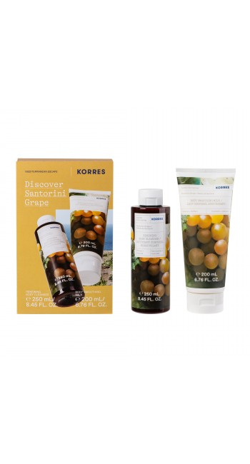 Korres Discover Santorini Grape Promo με Body Cleanser Αφρόλουτρο Σταφύλι, 250ml & Ενυδατικό Γαλάκτωμα Σώματος Σταφύλι, 200ml, 1σετ