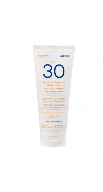 Korres Yoghurt Αντηλιακό Γαλάκτωμα Σώματος & Προσώπου SPF30, 200ml