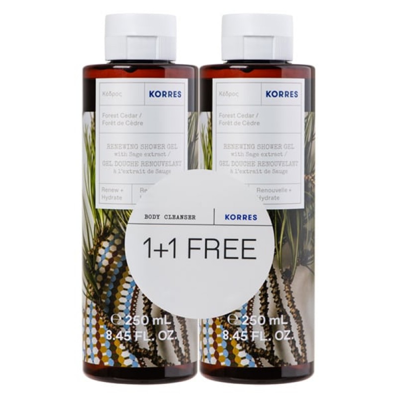 Korres Promo Renewing Shower Gel Αφρόλουτρο Κέδρος, 2x250ml (1+1) 