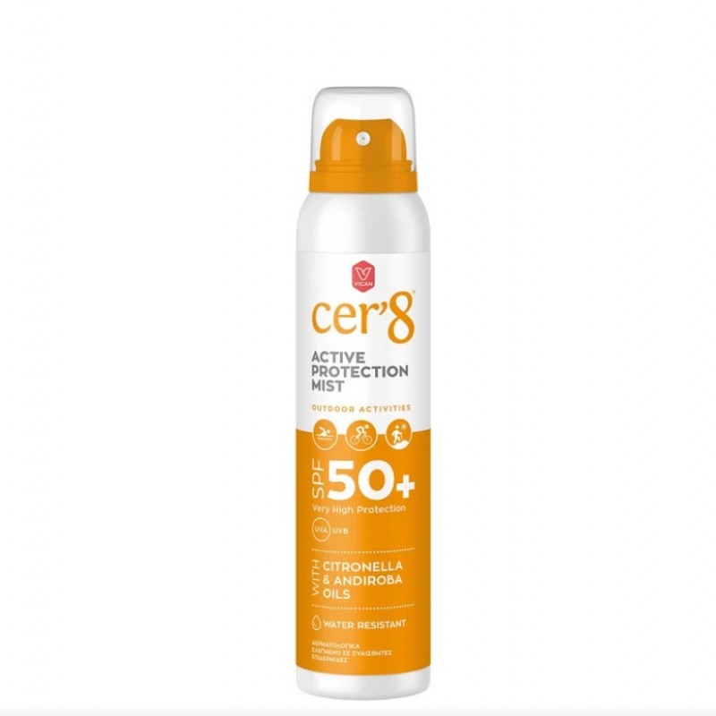 Cer’8 Active Protection Mist Αντηλιακό Spray SPF50+ με Citronella & Andiroba Oils, 125ml