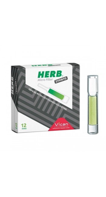 Vican Herb Πίπες Micro Filter Ανταλλακτικά Φίλτρα για Στριφτό Τσιγάρο, 12τμχ