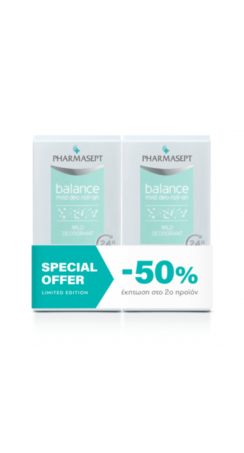 Pharmasept Promo Balance Mild Deo Αποσμητικό 24h σε Roll-On Χωρίς Αλουμίνιο, 2x50ml 