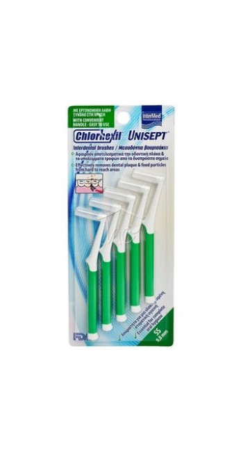 Intermed Chlorhexil Interdental Brushes SS 0,8mm Μεσοδόντια Βουρτσάκια Πράσινα, 5τμχ