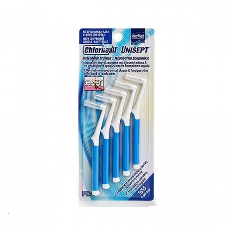 Intermed Chlorhexil Interdental Brushes SSSS 0,6mm Μεσοδόντια Βουρτσάκια Μπλε, 5 τμχ