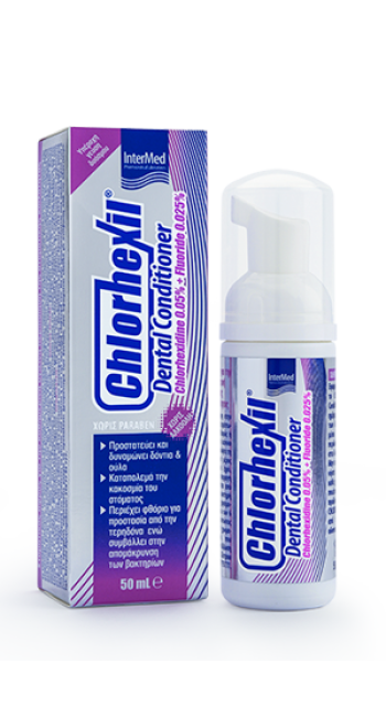 Intermed Chlorhexil Dental Conditioner Φθοριούχος στοματικός αφρός με 0.05% χλωρεξιδίνη, 50ml