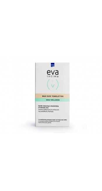 Eva Intima Maxi Size Towelettes Μαντηλάκια Καθαρισμού Ευαίσθητης Περιοχής, 12 φακελάκια