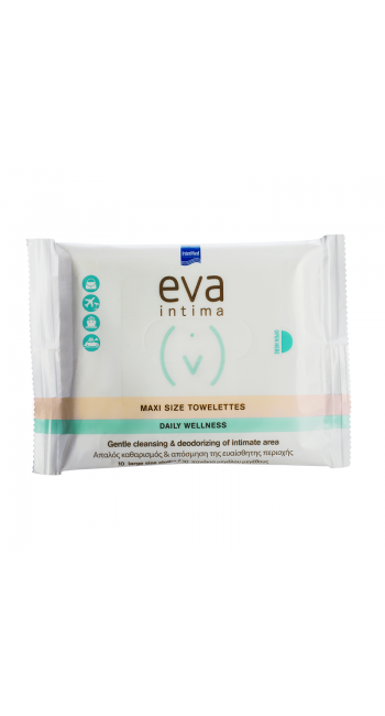 Intermed Eva Intima Maxi Size Towelettes Άμεσος Καθαρισμός & Απόσμηση Της Ευαίσθητης Περιοχής, 10τμχ