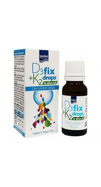 Intermed D3 & K2 Fix Drops in Olive Oil Oral Drops Συμπλήρωμα Διατροφής για το Ανοσοποιητικό σε Υγρή Μορφή, 12ml