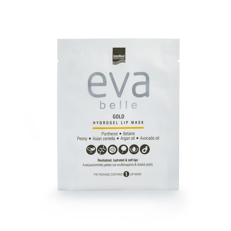 Intermed Eva Belle Gold Hydrogel Lip Mask Αναζωογονητική Μάσκα για Ενυδατωμένα & Απαλά Χείλη, 1τεμ