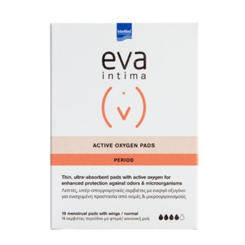 Intermed Eva Intima Active Oxygen Pads Σερβιέτες Κανονικής Ροής με Φτερά, 18τεμ