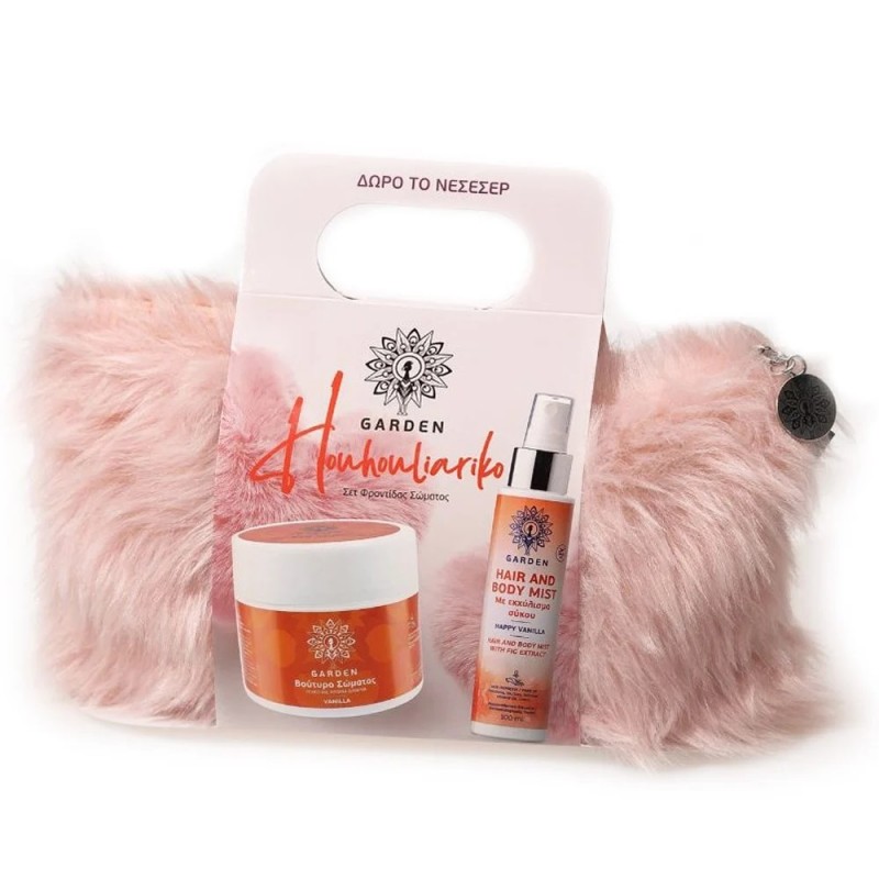 Garden Houhouliariko Set Vanilla Boby Butter, 200ml & Hair Body Mist, 100ml & Δώρο Γούνινο Νεσεσέρ