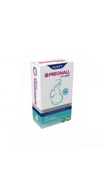 Quest Pregnall  Bio-Plus Συμπλήρωμα διατροφής κατάλληλο για πρίν & κατά την διάρκεια της εγκυμοσύνης με DHA & βιταμίνες, 30 ταμπλέτες + 30 κάψουλες