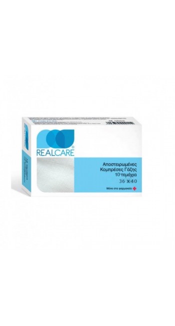 RealCare γάζες βάμβακος αποστειρωμένες σε φάκελο 36x40cm, 10τμχ 