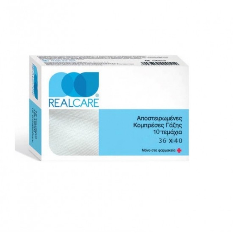 RealCare γάζες βάμβακος αποστειρωμένες σε φάκελο 36x40cm, 10τμχ 