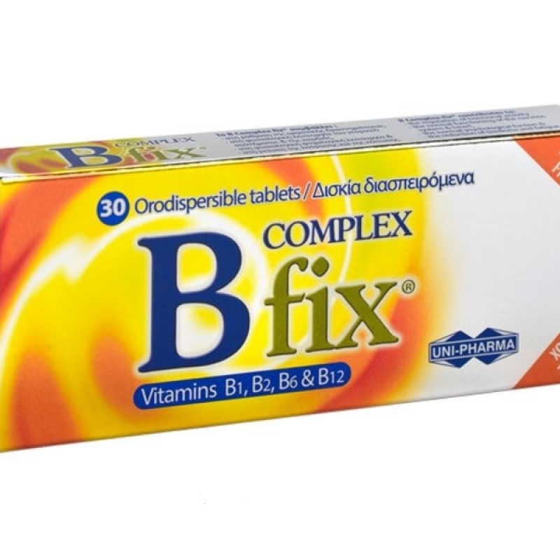 Uni-pharma B Complex Fix Συμπλήρωμα Διατροφής με Βιταμίνες Β, 30 δισκία