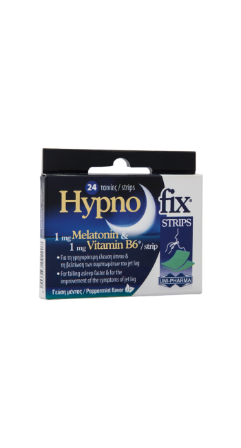 Uni-Pharma Hypno Fix Strips Συμπλήρωμα διατροφής με μελατονίνη, 24 ταινίες