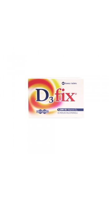 Uni-Pharma D3 Fix Συμπλήρωμα Διατροφής Βιταμίνης D3 1200 IU, 60 Δισκία