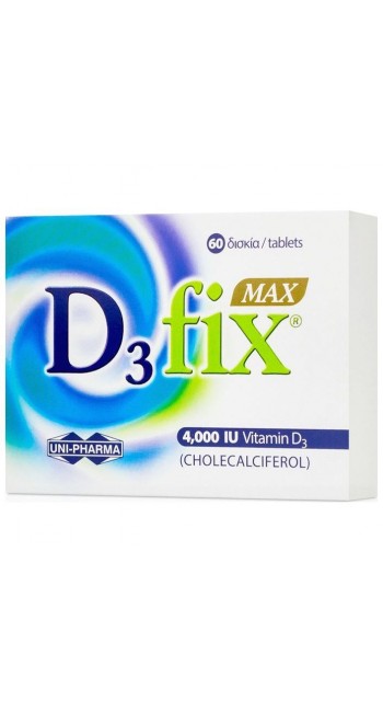 UniPharma D3 Fix MAX 4000iu Συμπλήρωμα Διατροφής με Βιταμίνη D3, 60 ταμπλέτες