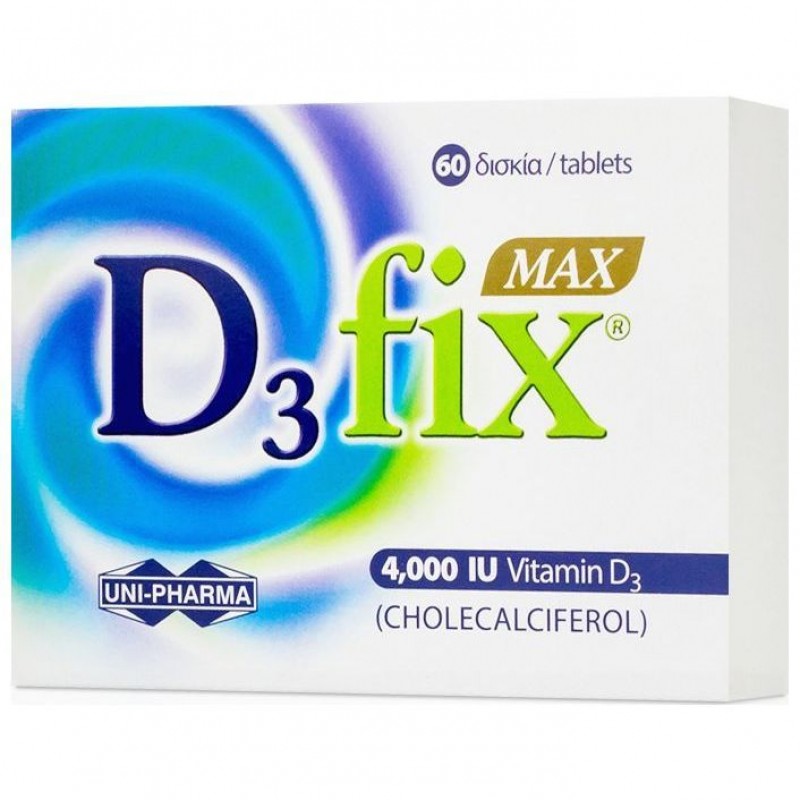 UniPharma D3 Fix MAX 4000iu Συμπλήρωμα Διατροφής με Βιταμίνη D3, 60 ταμπλέτες