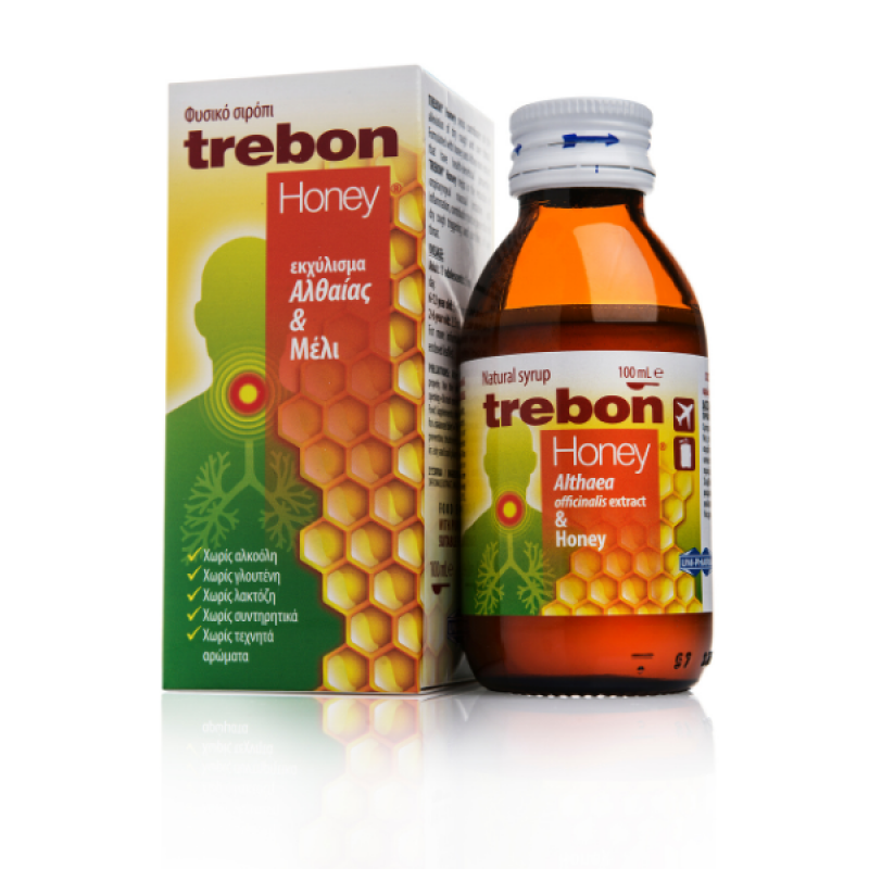 Uni-Pharma Trebon Honey Φυσικό Σιρόπι, 100ml 