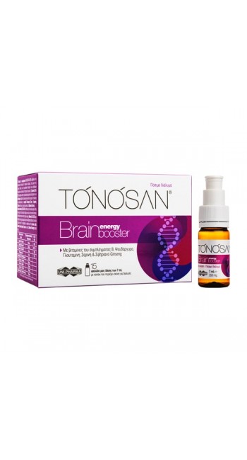 Tonosan Brain Energy Booster, Συμπλήρωμα Διατροφής Για Την Ενίσχυση Της Πνευματικής Απόδοσης & Μνήμης, 15x7ml