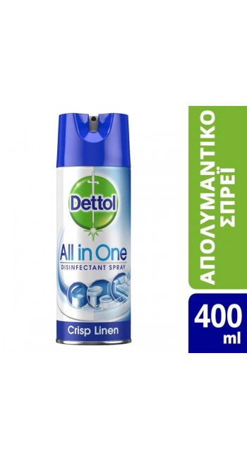 Dettol All In One Crisp Linen Απολυμαντικό Σπρέι, 400ml 